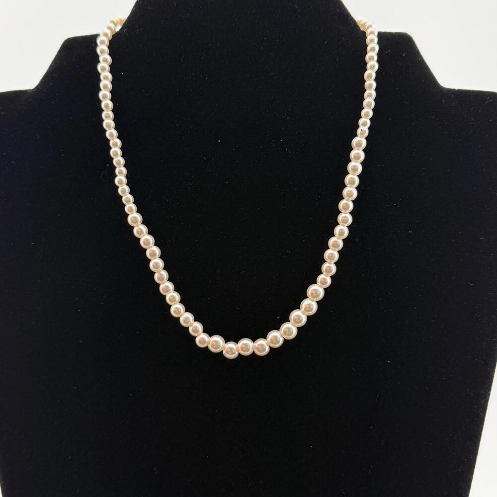 Petite/Child Vintage Graduated Faux Pearl Necklace – 14” Ivory Color Beads